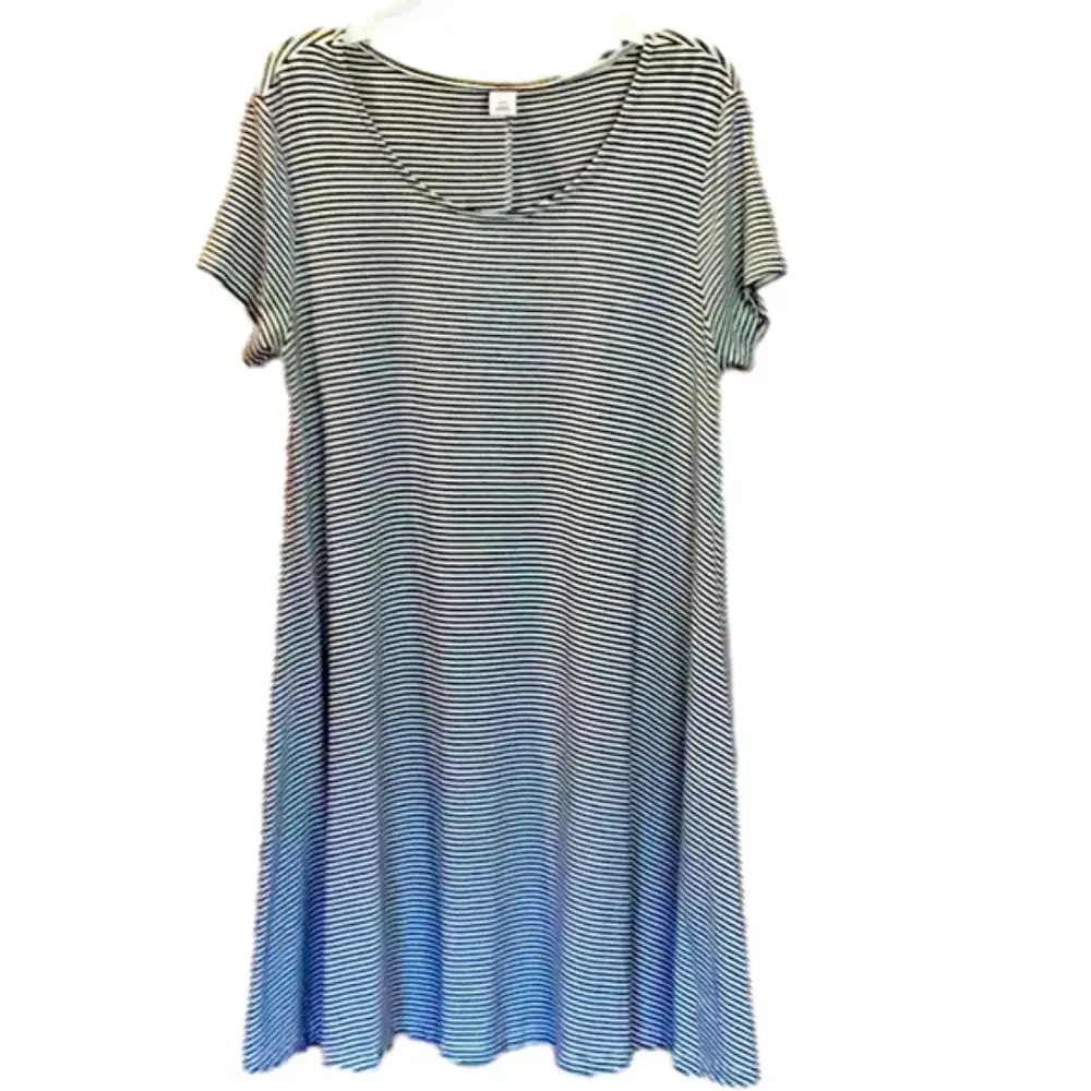 Black & White Striped T Shirt Swing Dress Size Small